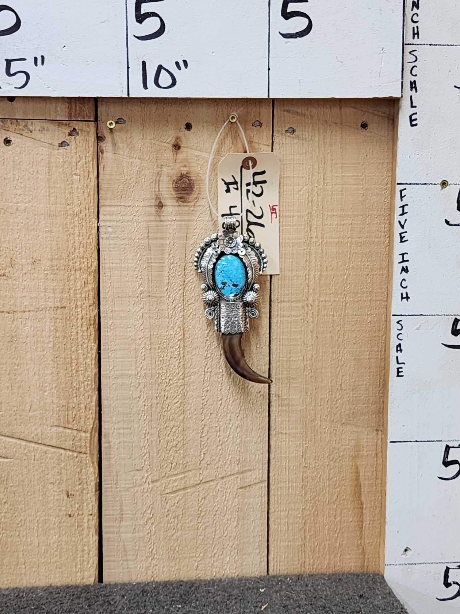 Kenny Ray Vintage Native American Navajo #8 Turquoise Sterling Silver Squash Blossom Necklace Kenny Ray Vintage Native American Navajo #8 Turquoise Sterling Silver Squash Blossom Necklace