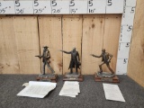 3 Western Pewter Sculptures By Artist Joe Slockbower