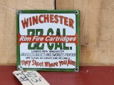 Porcelain Winchester Rim Fire Cartridges Advertising Sign