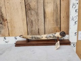 SPECTACULAR Scrimshawed Fossilized Walrus Tusk Fine Art Piece