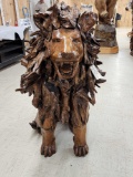 Spectacular Hand Carved African Lion Driftwood Sculpture