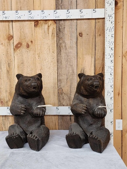 Pair Of Cast Aluminum Bears