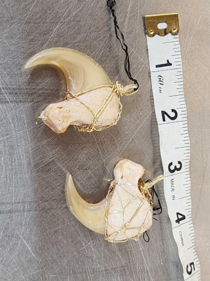 2 Mountain Lion Cougar Wire Wrapped Necklace Pendants