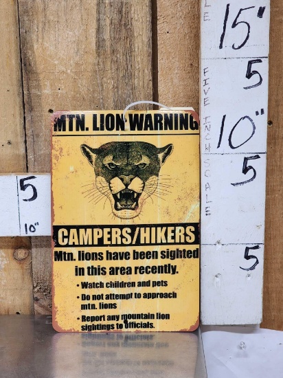 Mountain Lion Warning Sign