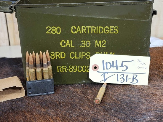 136 Rounds Of Military 30-06 Ammunition