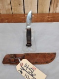 Vintage Marbles Woodcraft Fixed Blade Knife With Sheath