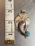 Navajo Sterling Silver Black Bear Claw Necklace Pendant