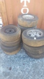 Approx 15 tires & wheels variuos sizes