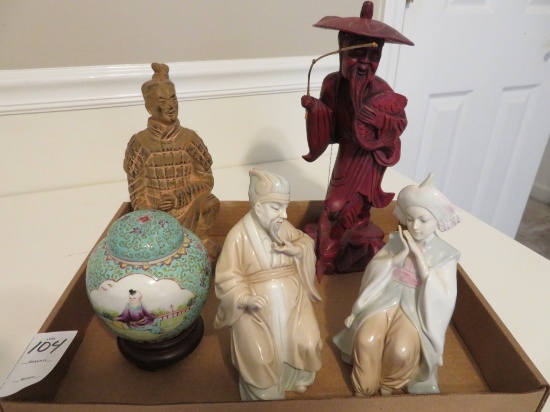 Asian Figures and Small Urn