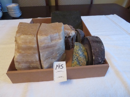 Lot of Minerals, Geode Bookends, Fossil