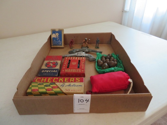 Lot of Misc.  Marbles, Toy Guns, Checkers, Lead So