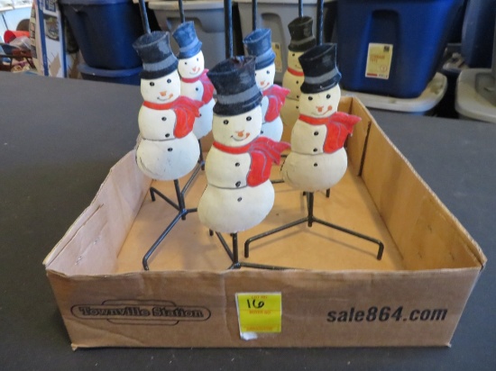 Lot of 6 Snowmen candle holders