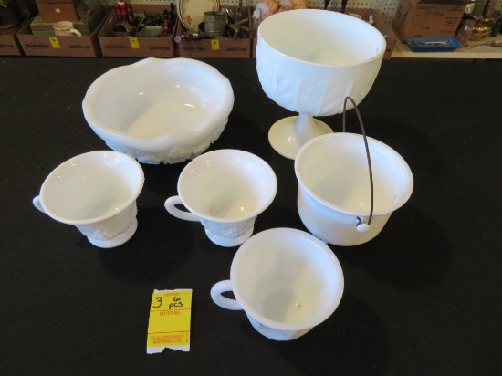 Lot of 6 pc milk glass