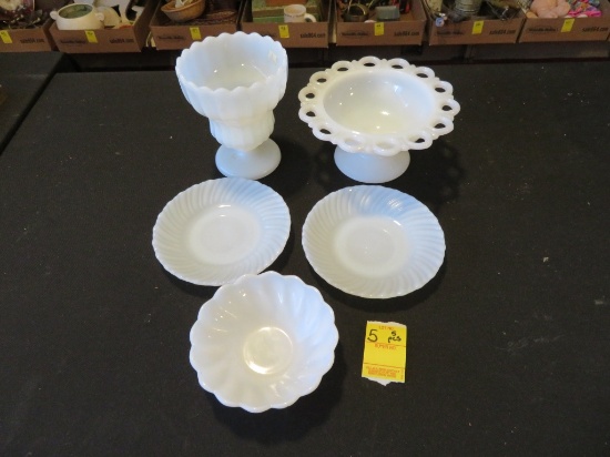 Lot of 5 pcs Milk Glass