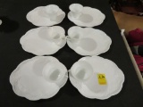 Lot of six Milk Glass Snack Plates & Cups
