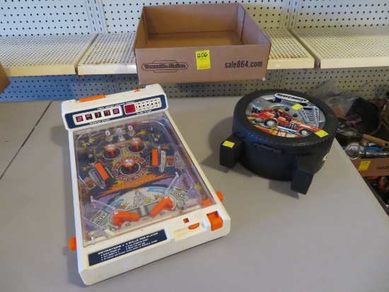 Toy Pinball Machine and Matchbox Carrier