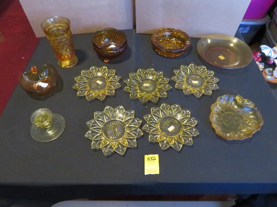 Lot of amber glass