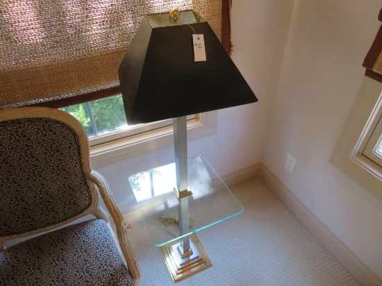 Lamp Table w/ glass and metal base