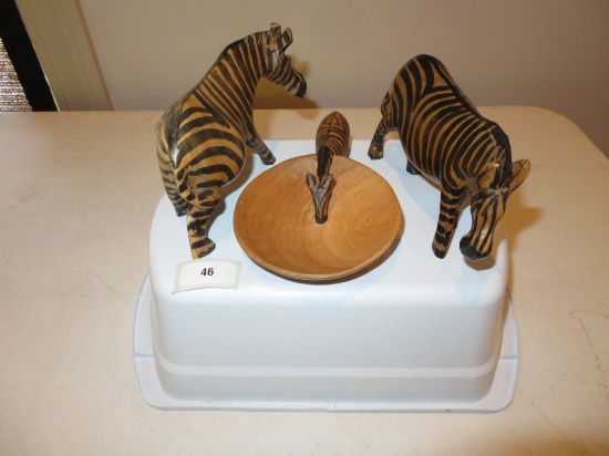 3 Zebra Figurines