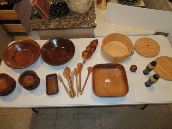 Wood bowls, plater, plates and more
