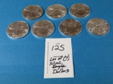 Lot of SEVEN Silver Eagle Dollars 97-03