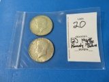 TWO 1968 Kennedy Half Dollars