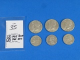 THREE 1964 SIlver Quarters and THREE Silver Fifty