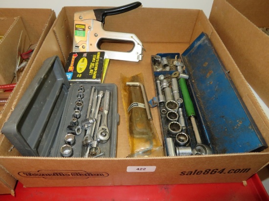 Lot of sicket sets, allen wrenches, stapler