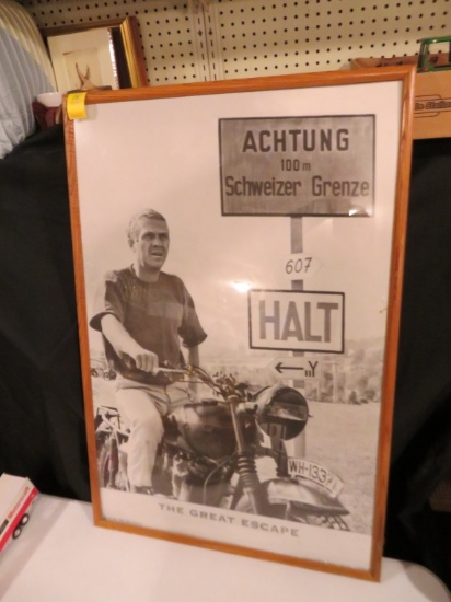 Framed Steve McQueen Poster The Great Escape