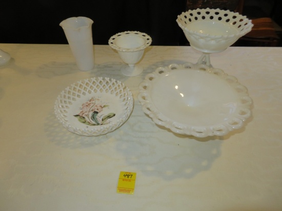 Lot of collectible milk glass