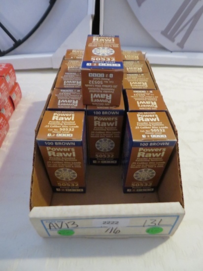 Lot of 15 boxes of Powers Rawl .25 cal disc loads