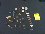 Lot of Pins, Ear Rings Tie Tacks & Misc Jewelry