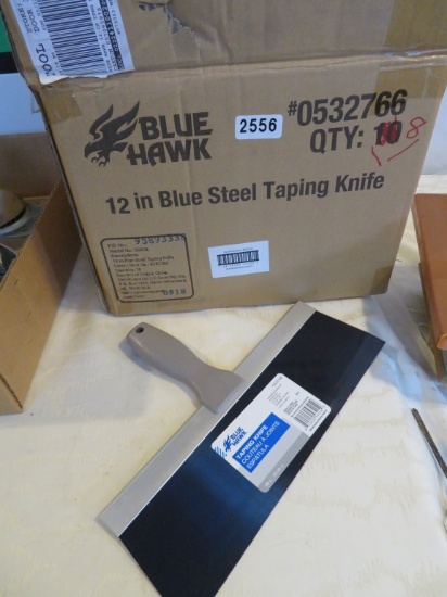 Box of Eight 12 In Blue Steel Taping Knives