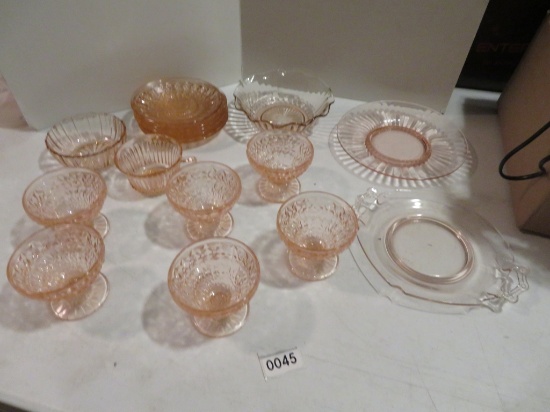 Lot of Pink Rose Collectible Glassware