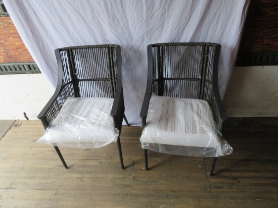 2 Hampton Bay "Bayhurst" Black Wicker Chairs