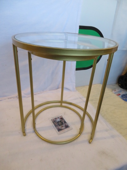 Pair of Nesting Metal & Glass Tables