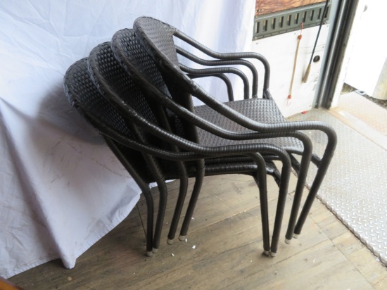 4 Crosley Palm Harbor Stackable Wicker Chairs
