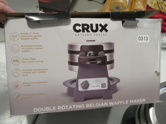 CRUX Double Rotating Belgian Waffle Maker