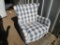 Noble House Navy & White Plaid Fabric Club Chair