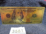 Gold Bank Note 24kt Gold Foil .999 $100