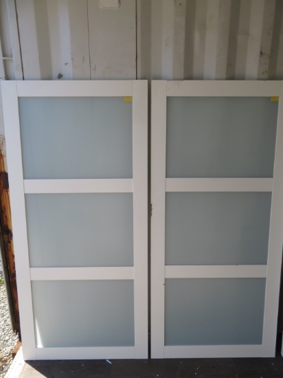 Set of 3 Lite Tempered Frosted Glass Barn Doors