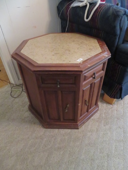 Octagon Shaped End Table w/ Bottom Storage