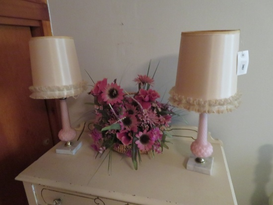 Lot of 2 Lamps 7 Floral Arrangement