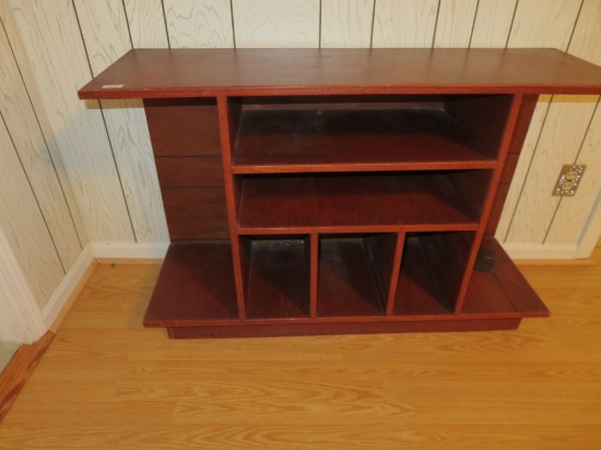 Wood Display Table w/ Shelves