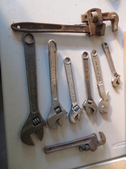 Lot of adjustable wrenchs andpie wrenchs
