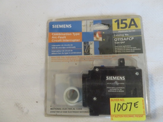 Siemens 15 A Gombination Arc Fault Circuit Int