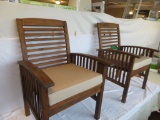 2 Brown Wood Outdoor Chairs