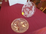 2 Collectible Glass Serving Trays