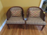 2 Basket Weave & Upholstered Side Chairs