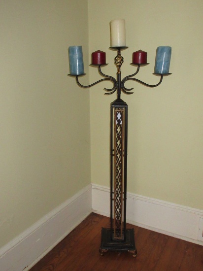 Black & Gilt Wrought Iron Candle Stand
